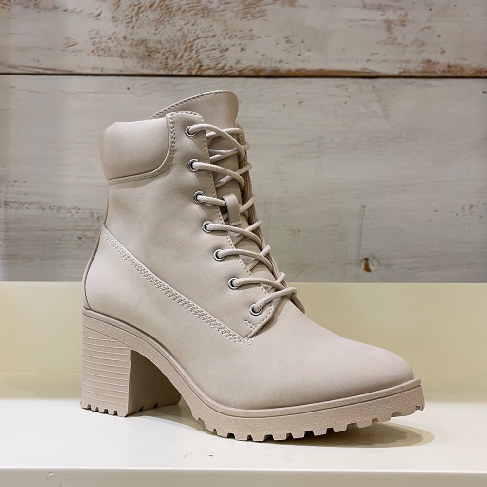 Beige Combat Boots
